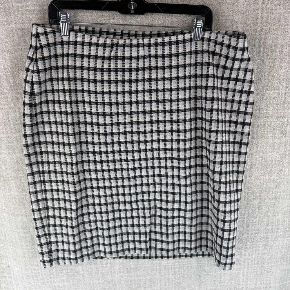 J. Jill Skirt Womens XL Gray Straight & Pencil Knee Length Plaid Pull On Stretch